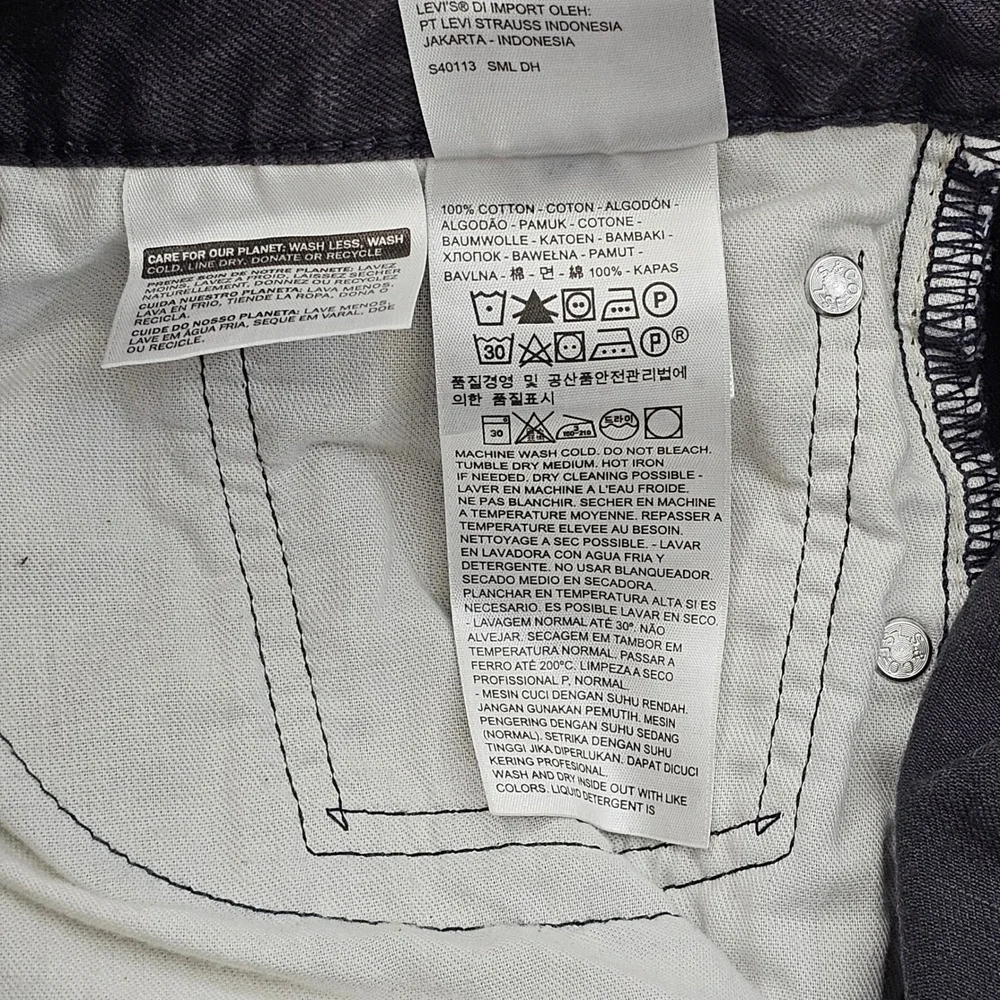 Levi's 505 Jeans Mens 36x32 Black Faded‎ Regular Straight White Tab Denim Skater